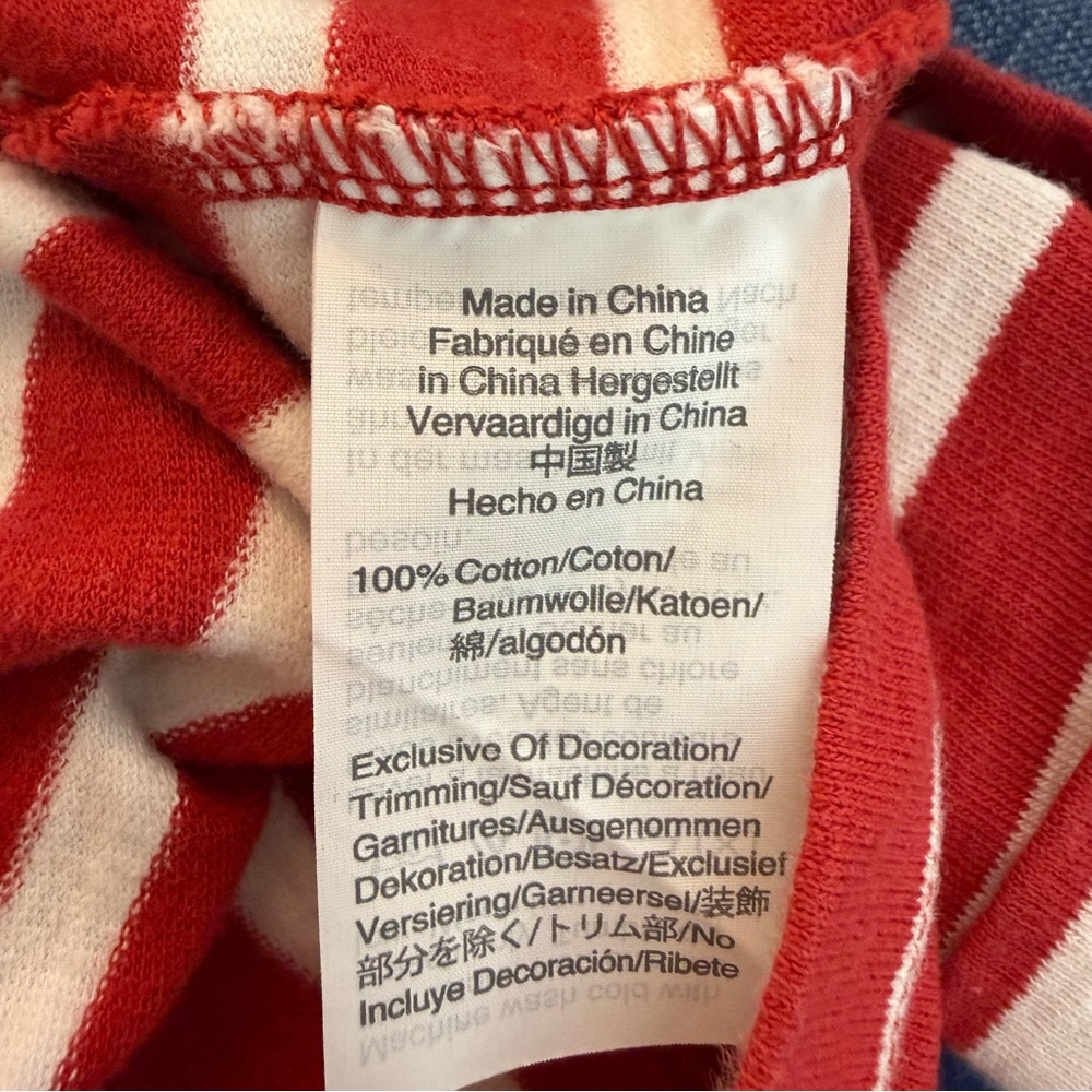 Madewell Red White Striped “Ciao For Now” Graphic Tee Boxy Crop Top Size S - Picture 5 of 5
